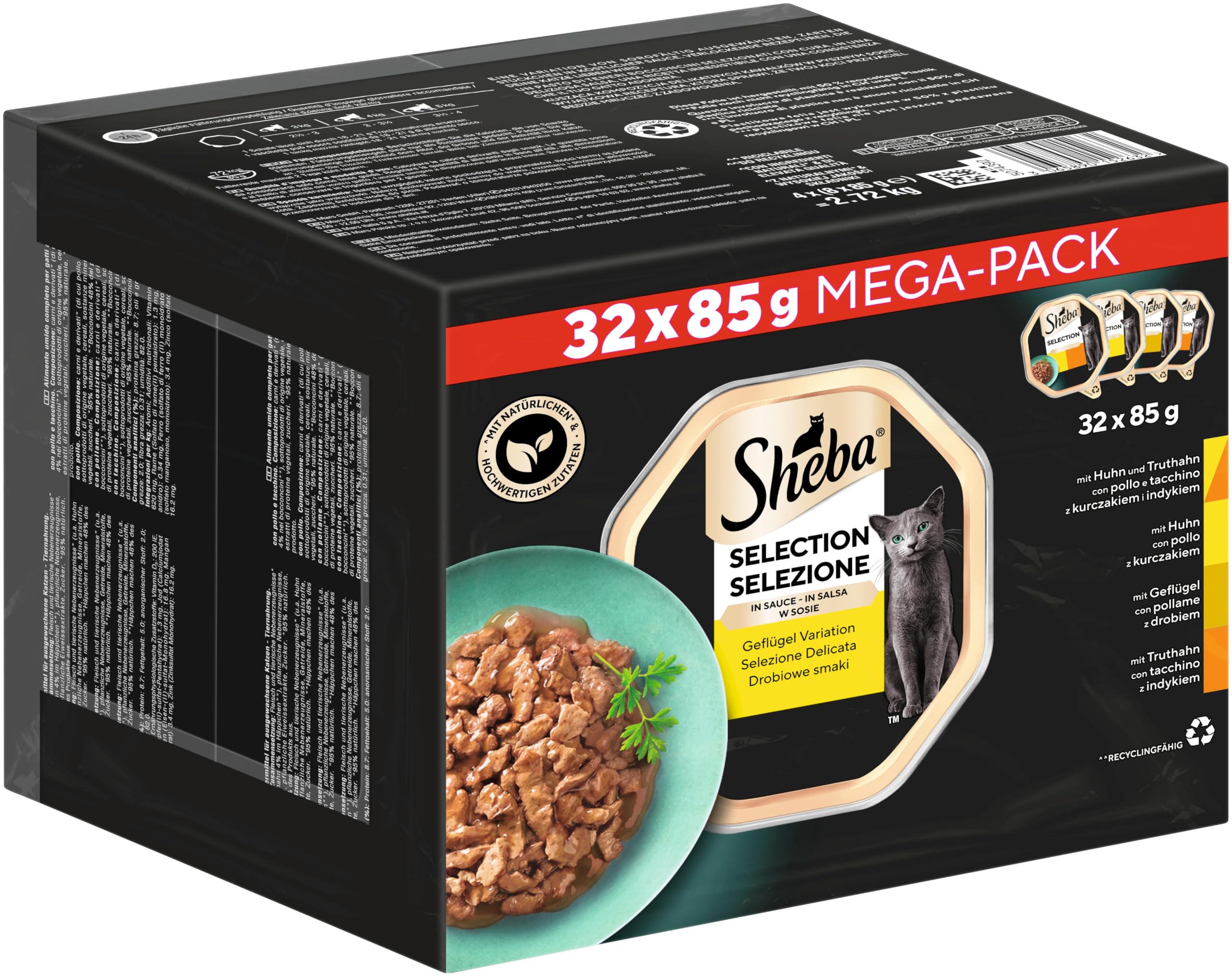 Sheba Selection Nassfutter Geflügel in Sauce Schale 32x85g
