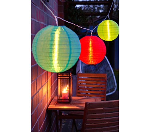 Dehner Solar Lampionkette 5,8m 5 Lampions bunt Nylon