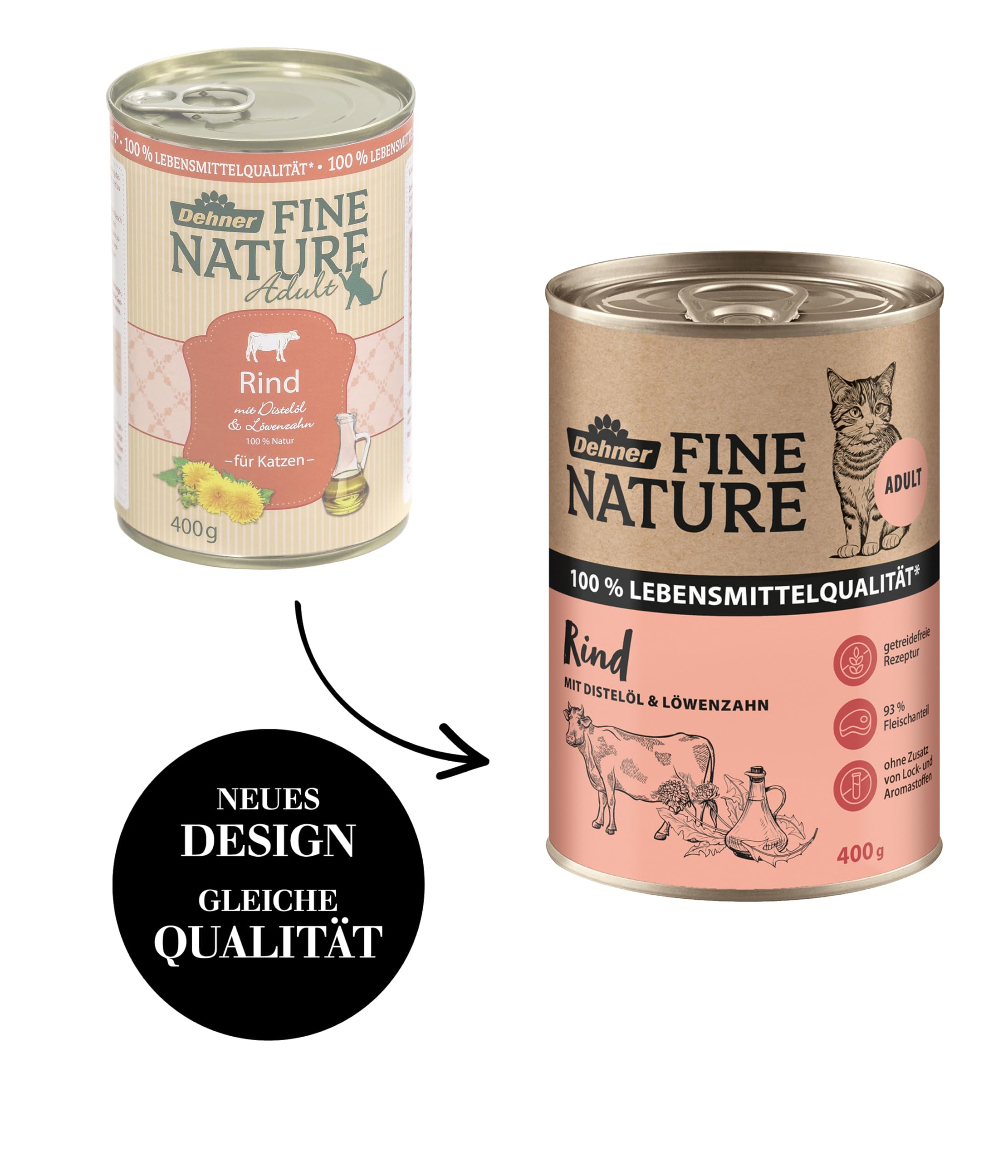Dehner Fine Nature Adult Nassfutter Rind 6x400 g getreidefrei