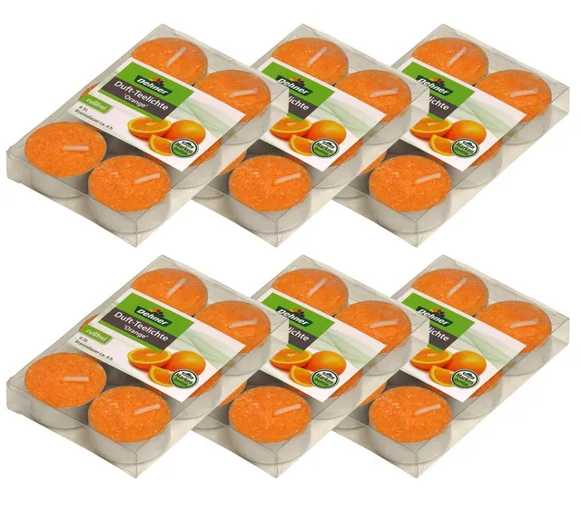 Dehner Premium Lovely Duft-Teelichter Orange 36 Stück rußfrei