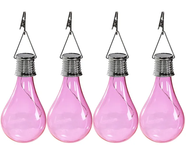 Dehner Lovely Solar-Glühbirne Solarleuchte 4er-Set rosa Glas