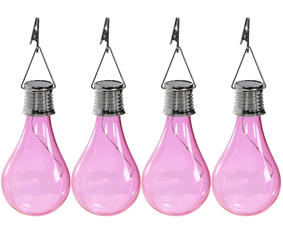 Dehner Lovely Solar-Glühbirne Solarleuchte 4er-Set rosa Glas