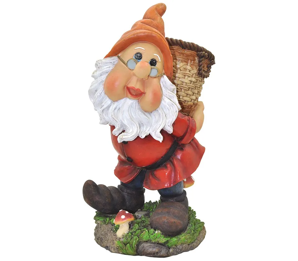 Dehner Gartenzwerg Dekofigur Pflanzkorb 38 cm bunt