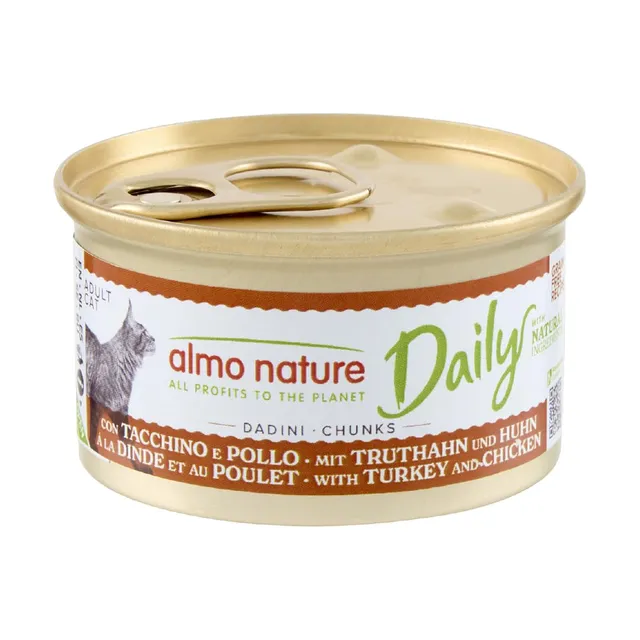 Almo Nature Daily Nassfutter Truthahn Huhn 24x85g Würfel Sauce