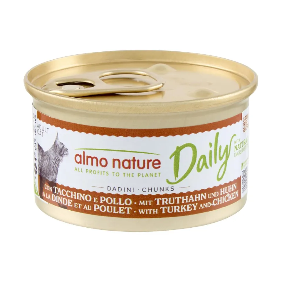 Almo Nature Daily Nassfutter Truthahn Huhn 24x85g Würfel Sauce
