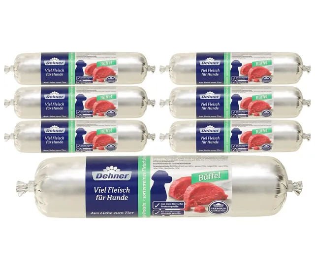Dehner Premium Fleischwurst Hundefutter Büffel 2,98 kg getreidefrei