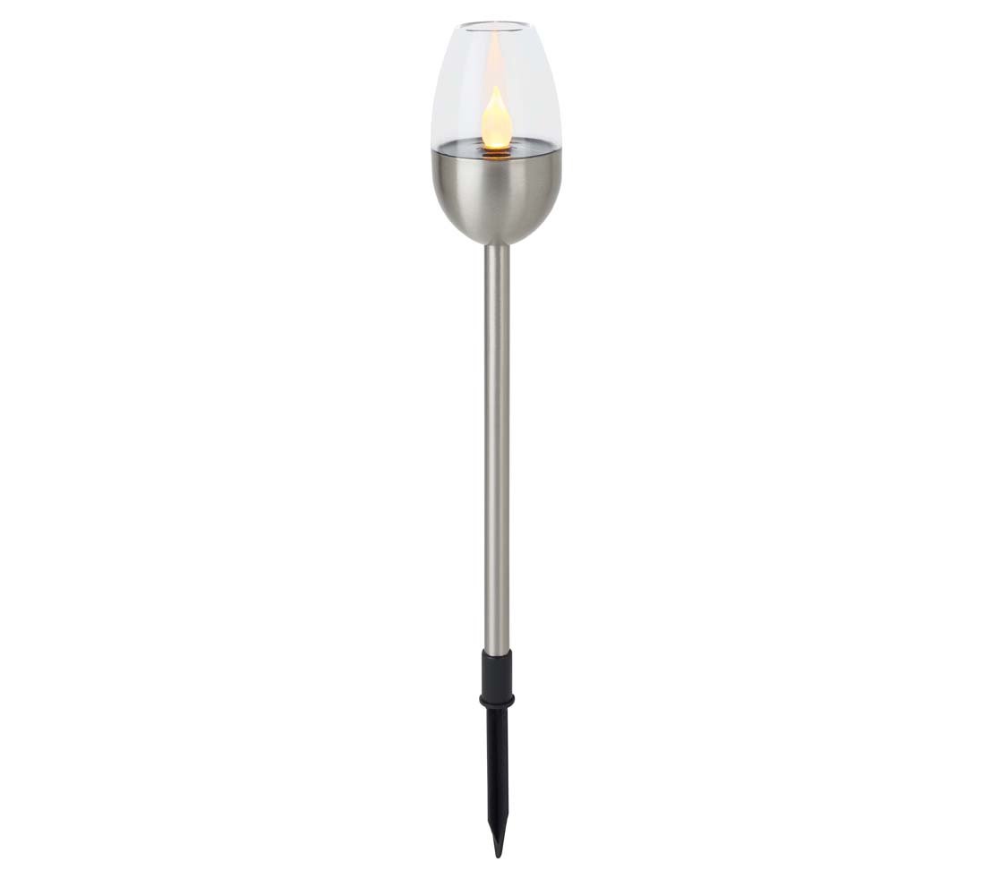 Dehner Solarleuchte Flame 4er Set Edelstahl silber