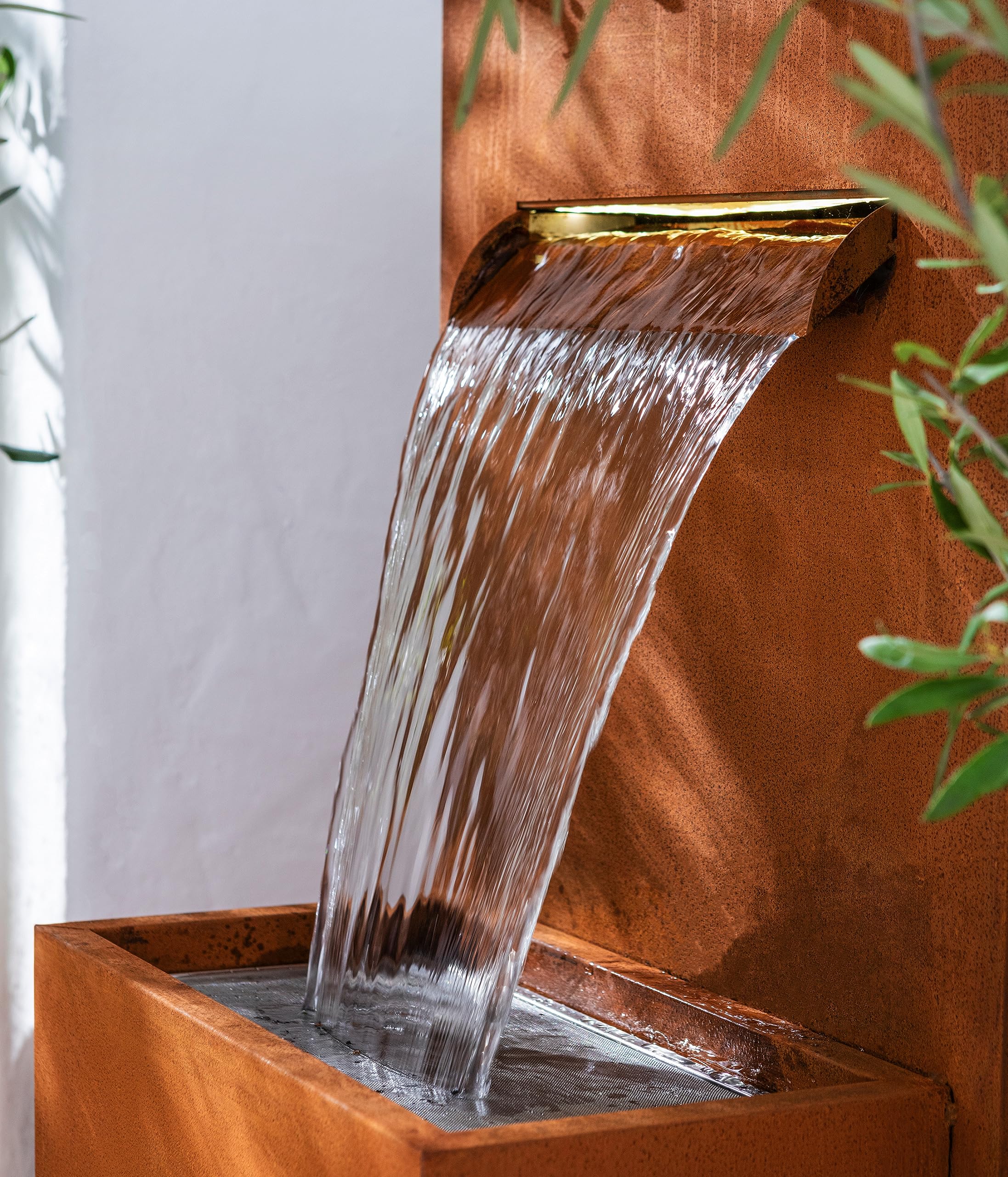 Dehner Perth Gartenbrunnen Cortenstahl LED 89 cm rost
