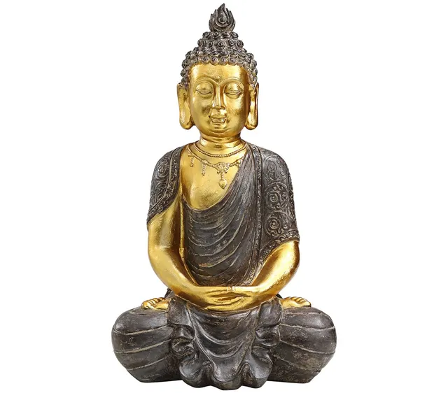 Dehner Buddha Figur gold 52,5cm Polyresin wetterfest
