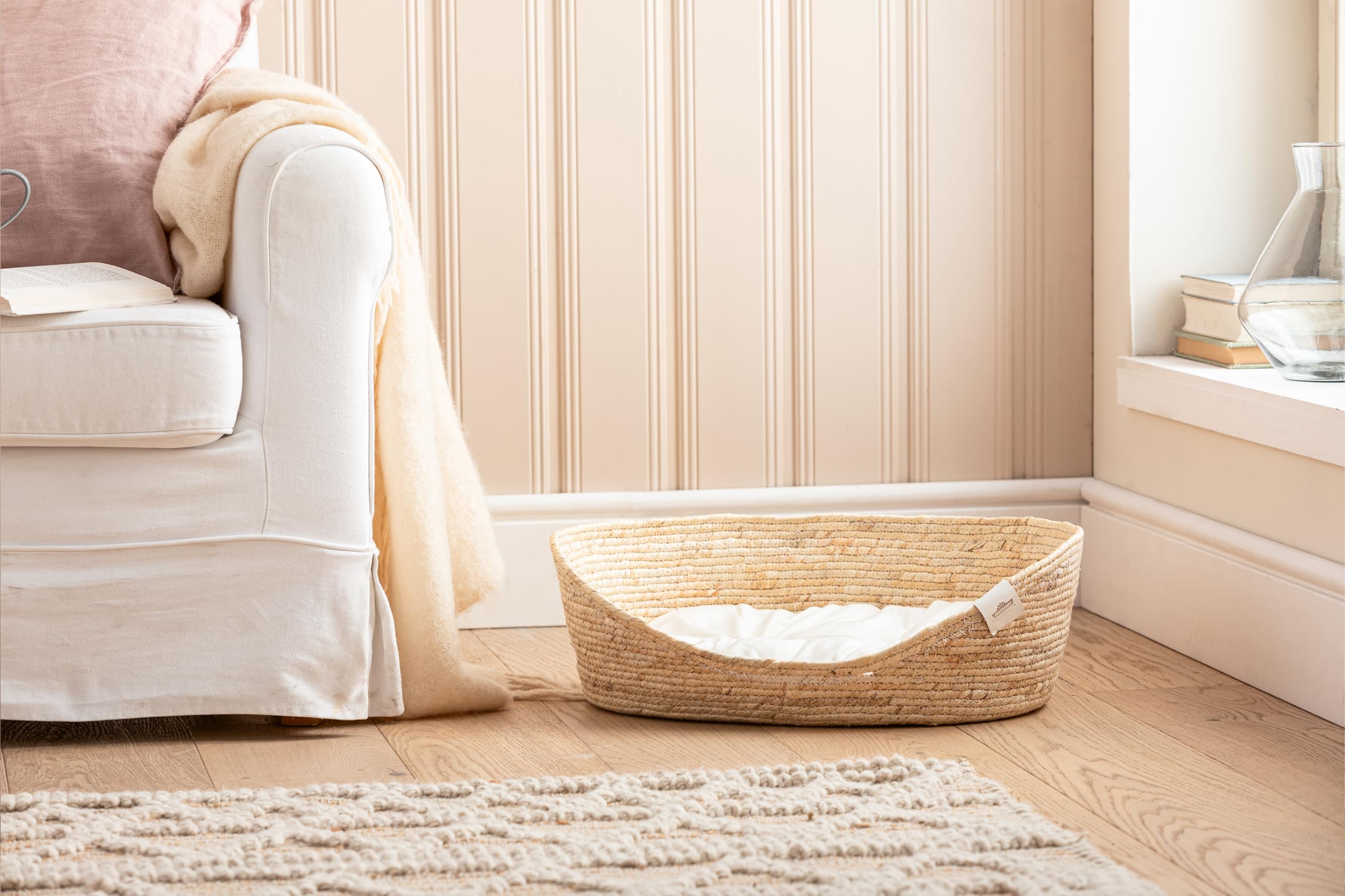 Dehner Premium Lovely Tiefer Schlaf M Katzenkorb beige geflochten