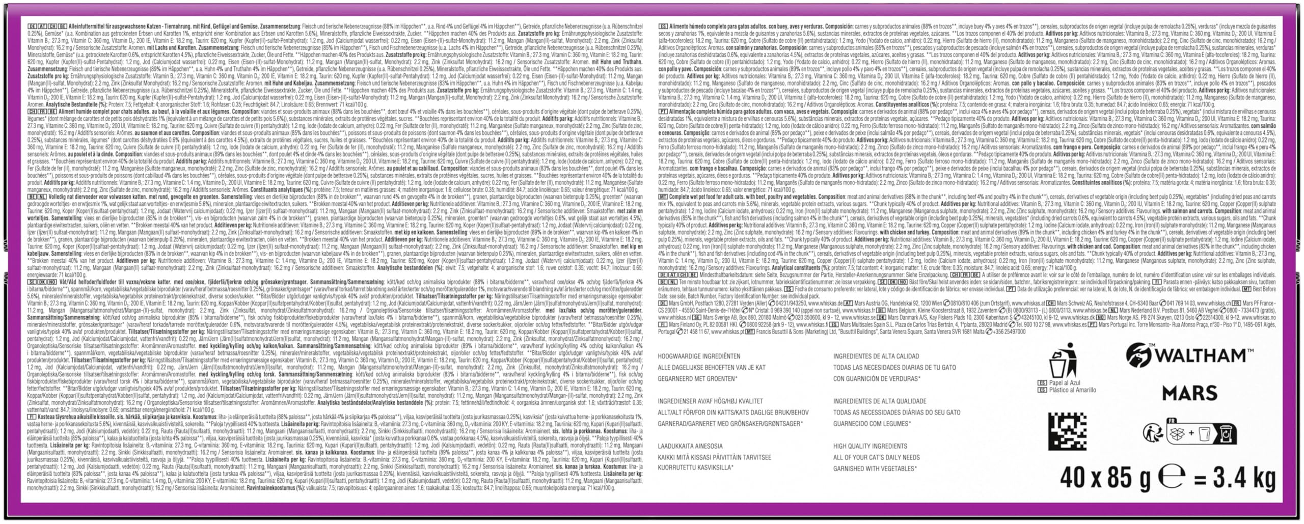 Whiskas Tasty Mix Nassfutter Chef's Choice 40x85g Sauce