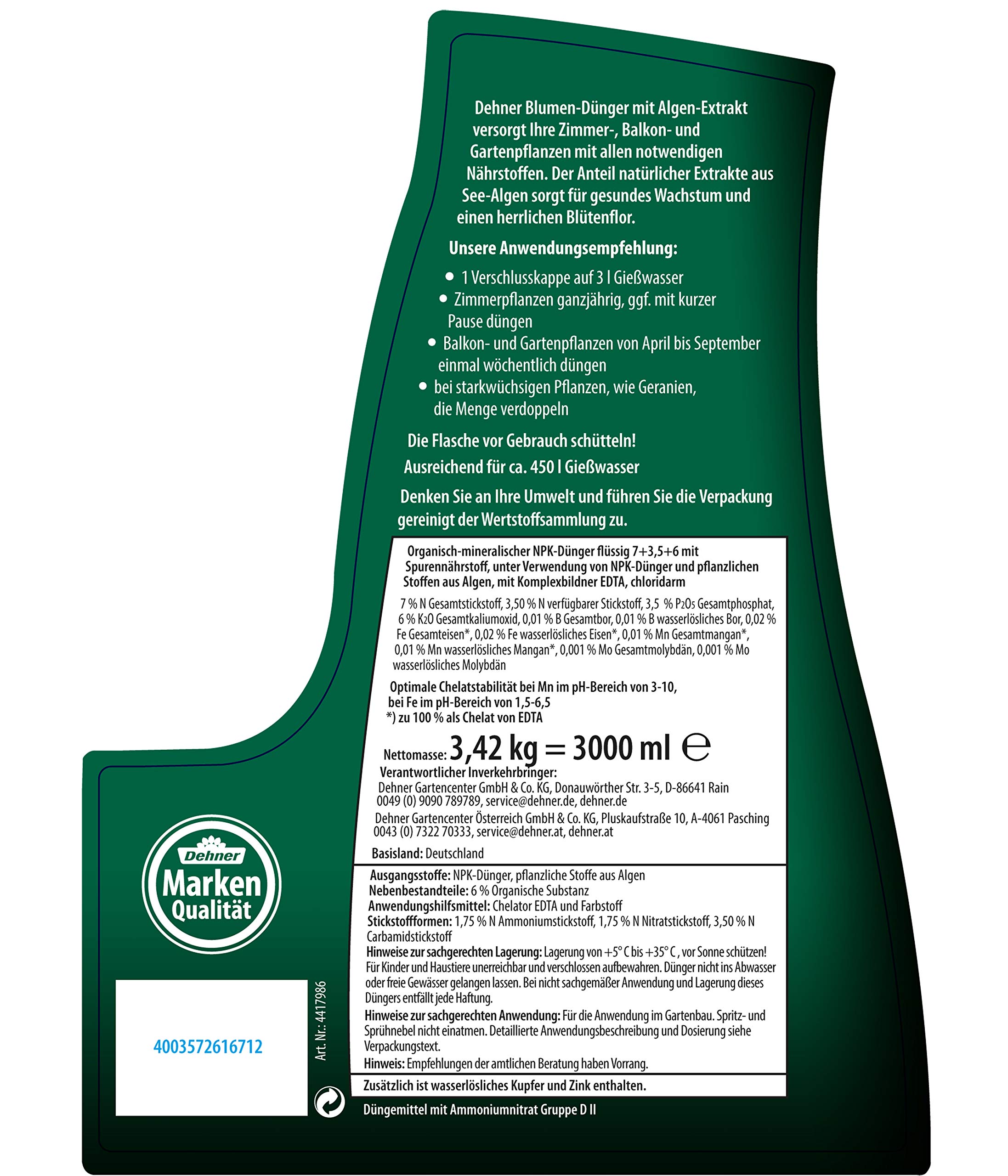 Dehner Blumendünger mit Algen flüssig 3 l