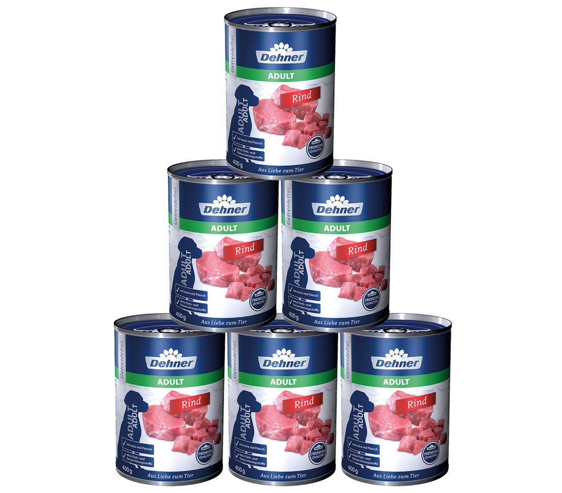 Dehner Premium Rind Wild Hundefutter Nass 6x800g getreidefrei