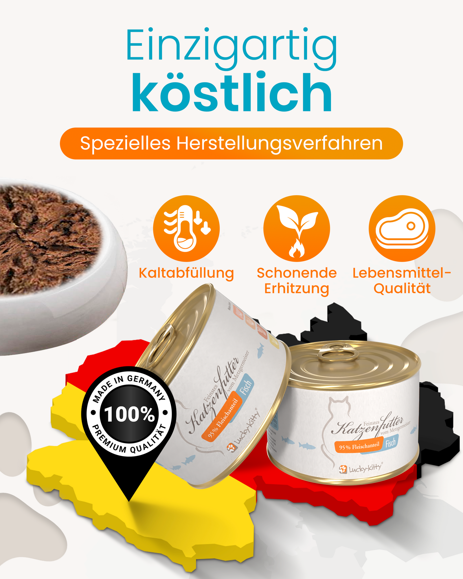 Lucky-Kitty Fisch Premium Hering Nassfutter 1 x 200g getreidefrei
