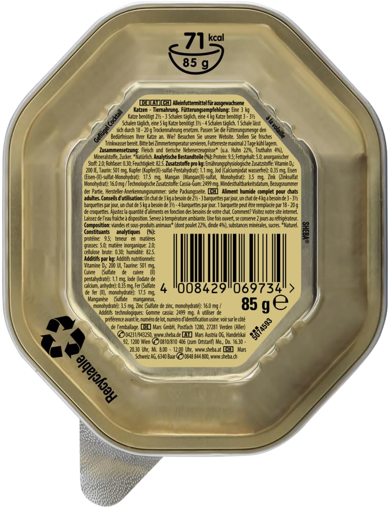 Sheba Classics Geflügel Cocktail Pastete Nassfutter 7x85g