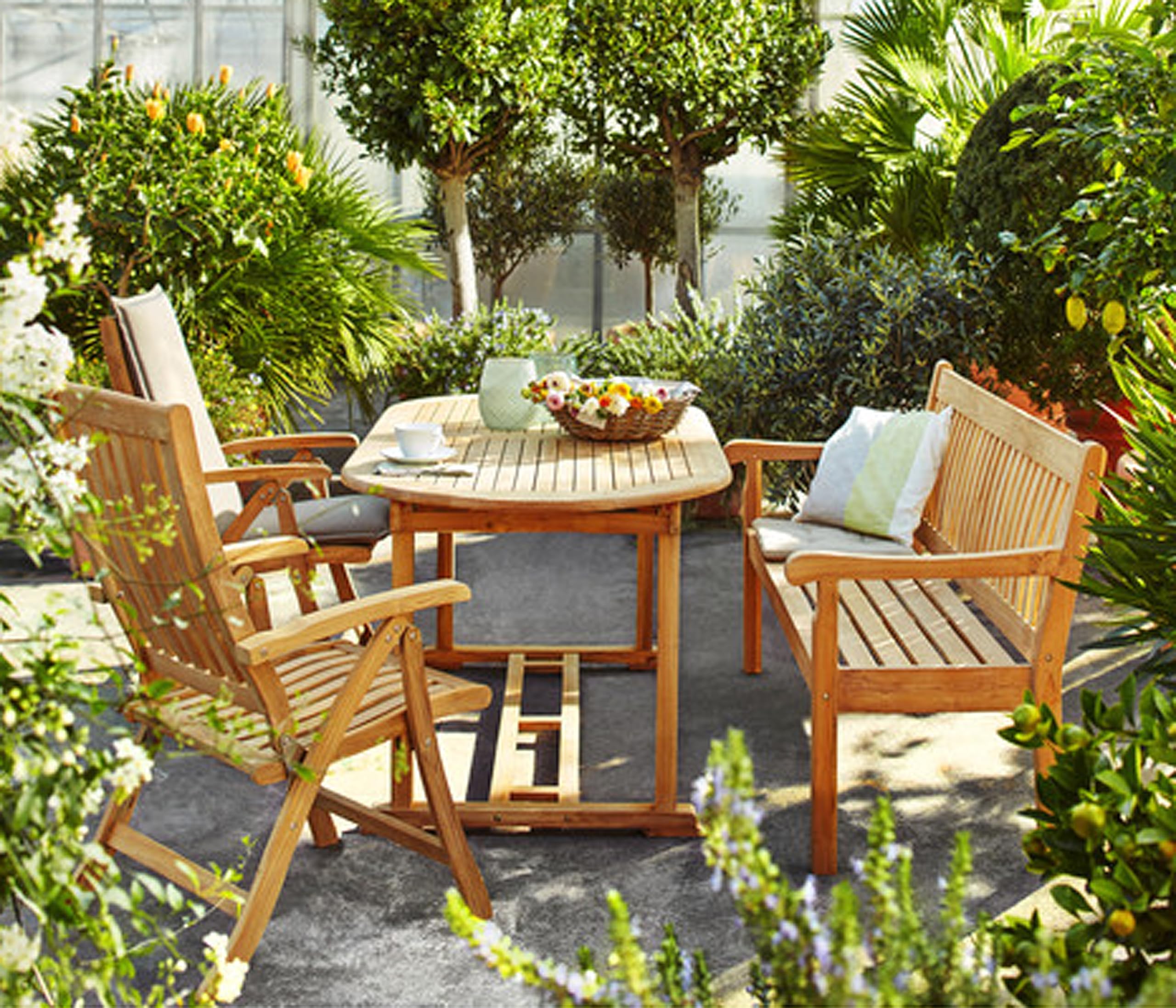 Dehner Havanna Gartenbank Teak 3-Sitzer 160cm