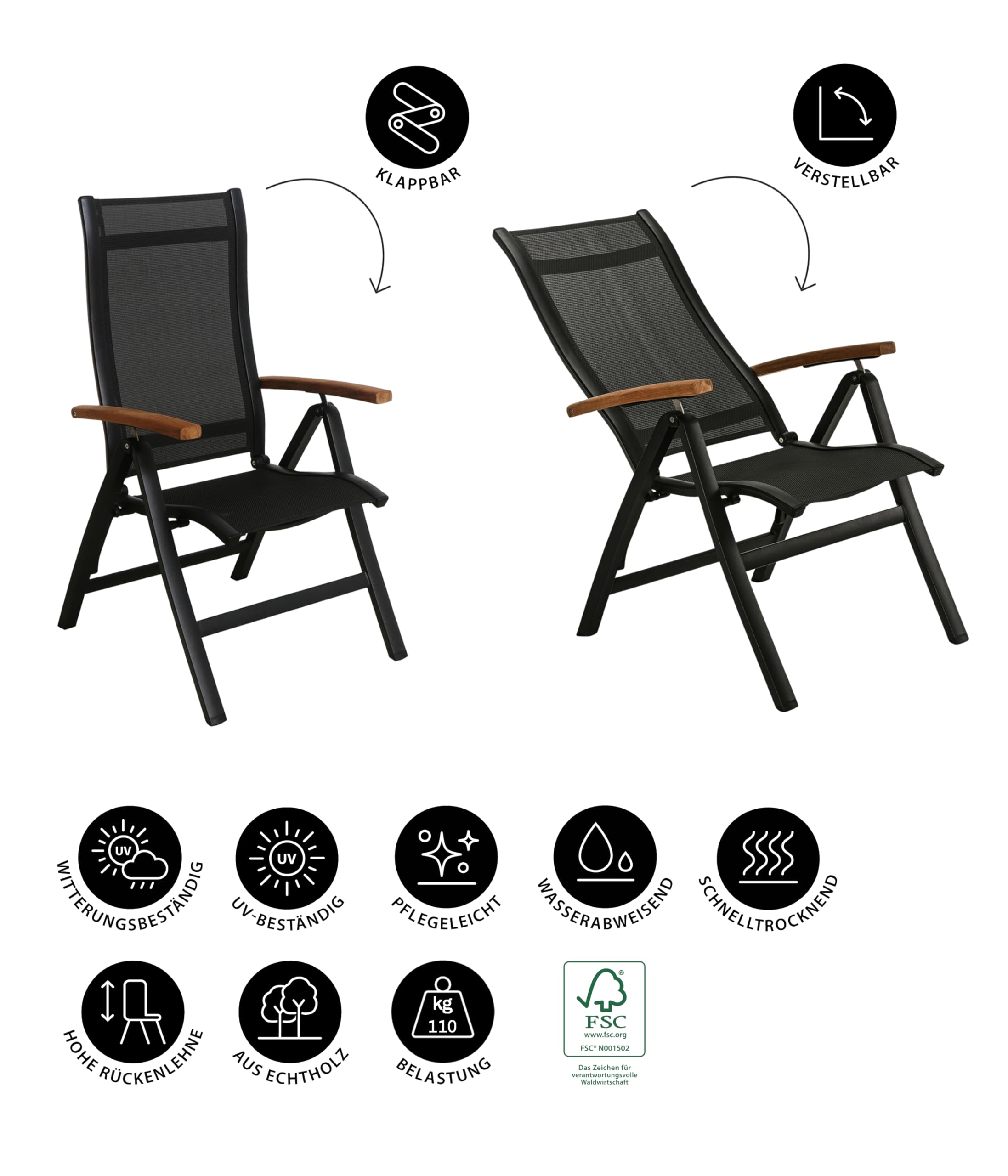 Dehner Premium Lovely Chicago Gartenstuhl klappbar