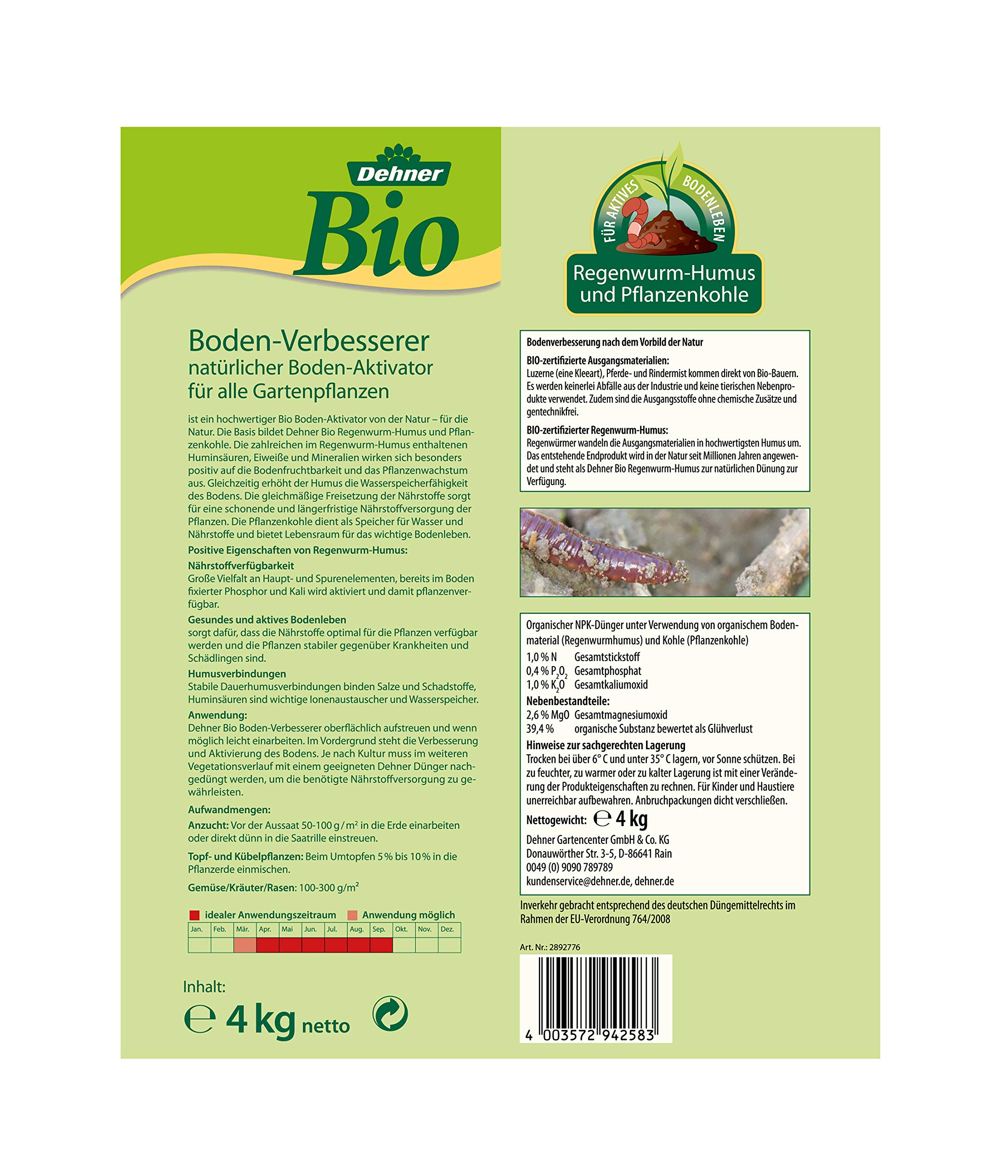 Dehner Bio Bodenverbesserer 4kg für 20qm NPK
