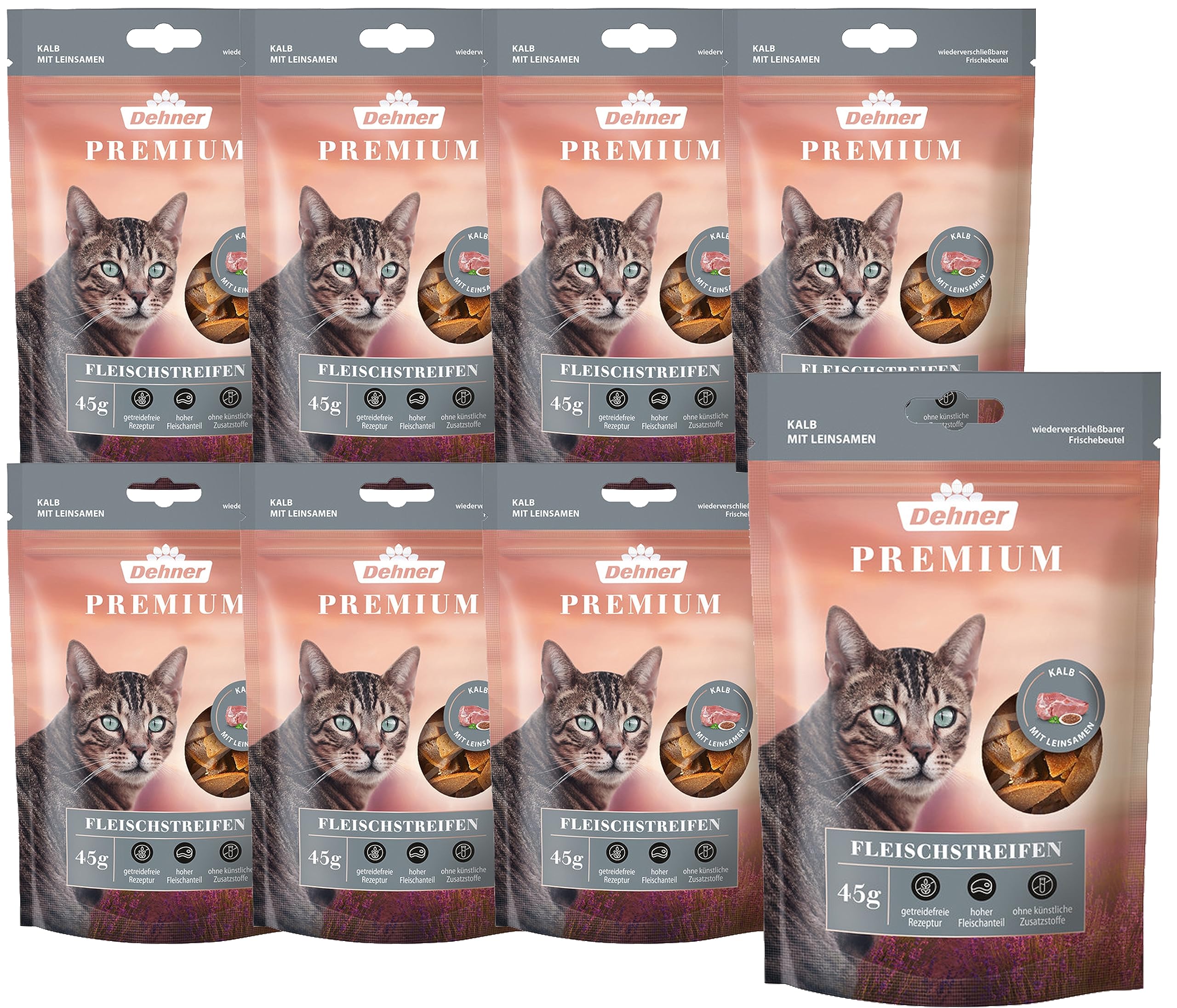 Dehner Premium Lovely Hähnchenfleischstreifen Katzensnack 8x45g