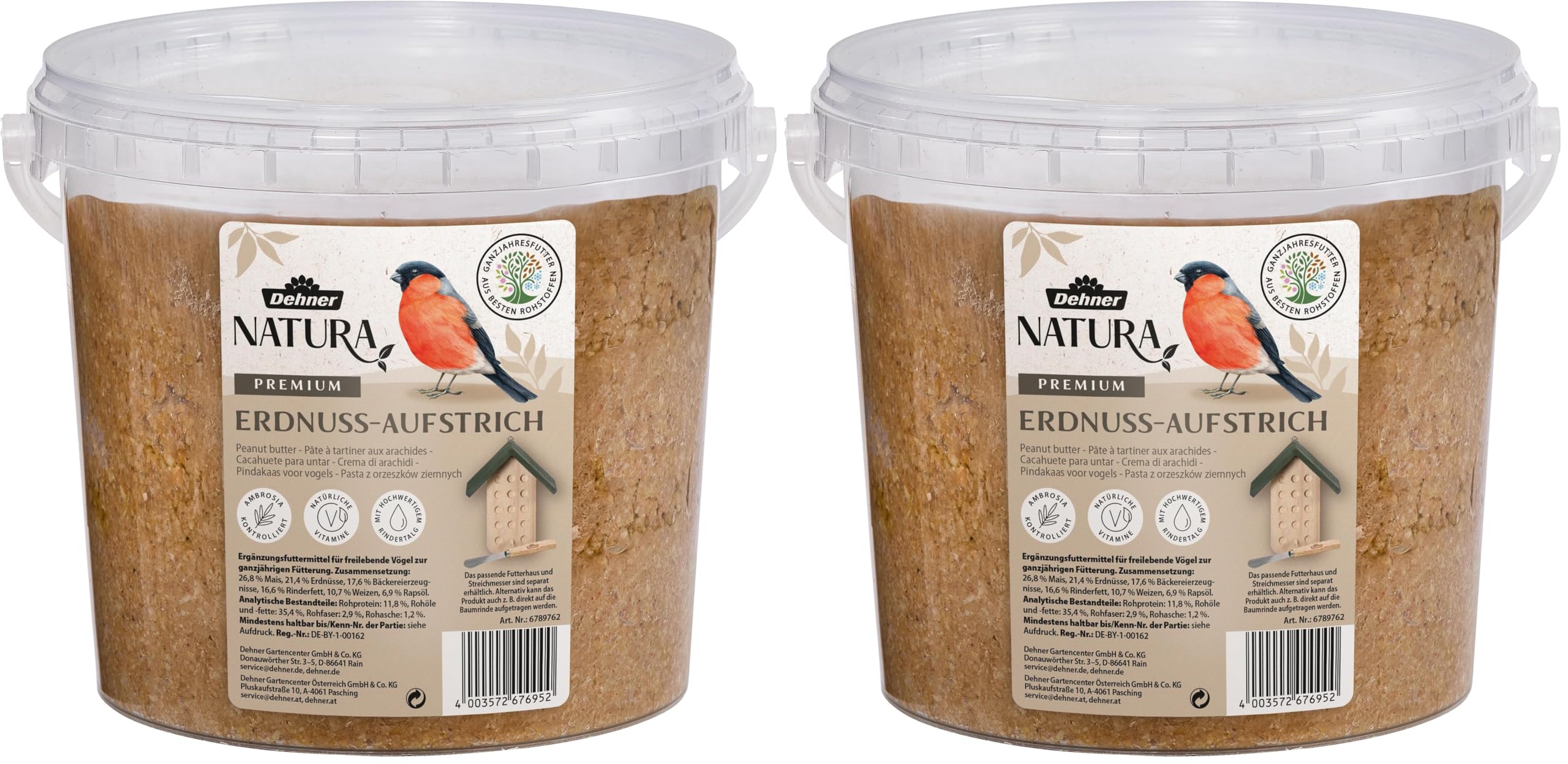 Dehner Natura Premium Erdnuss-Aufstrich Wildvogelfutter 2 kg energiereich