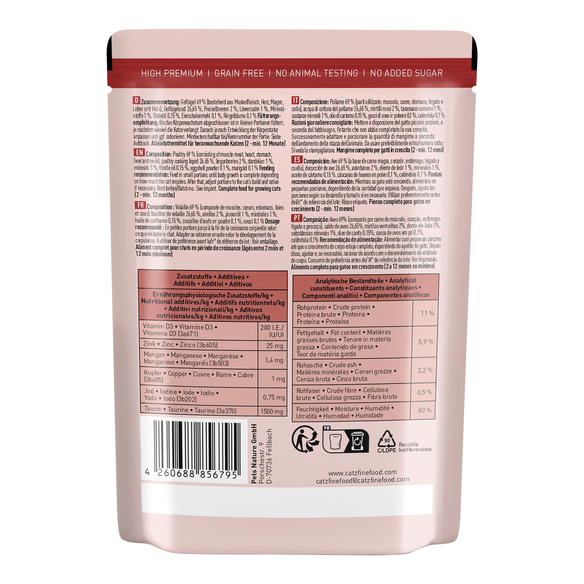 catz finefood Kitten N° 3 Nassfutter Geflügel 6x300g hypoallergen