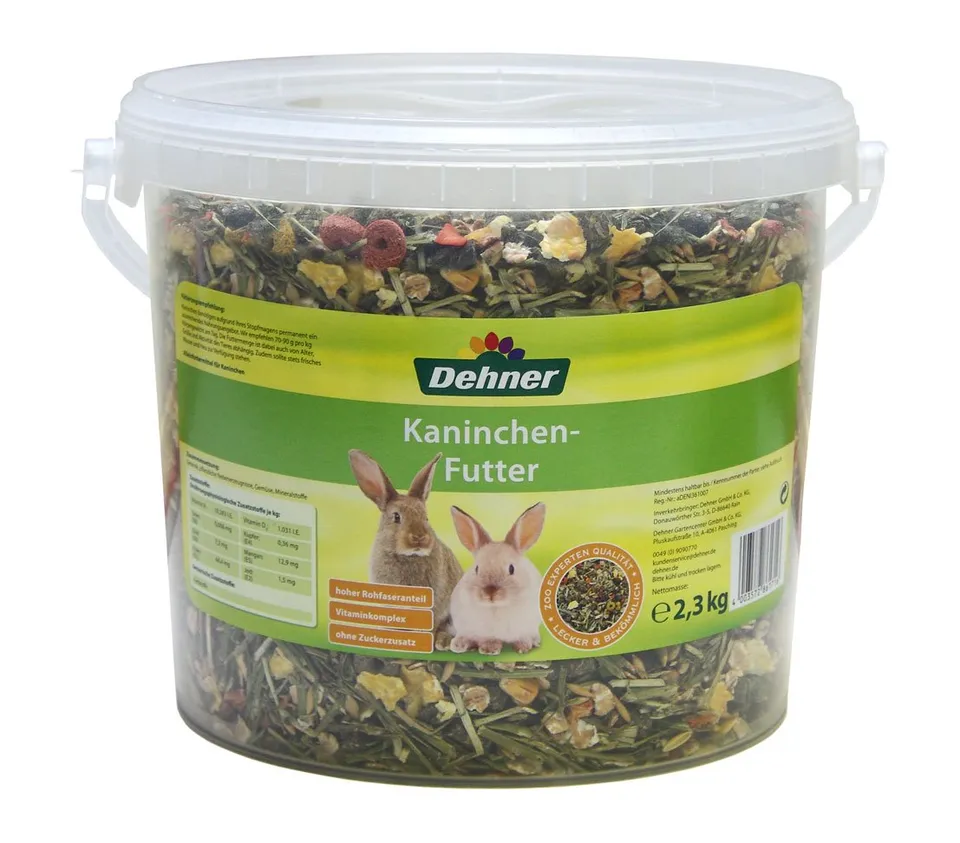 Dehner Zwergkaninchenfutter Eimer 2,3kg hoher Rohfaser