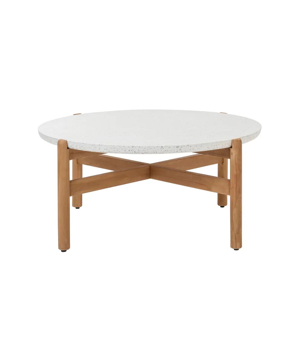 Dehner Portofino Lounge Tisch weiß Ø 80 cm Terrazzo