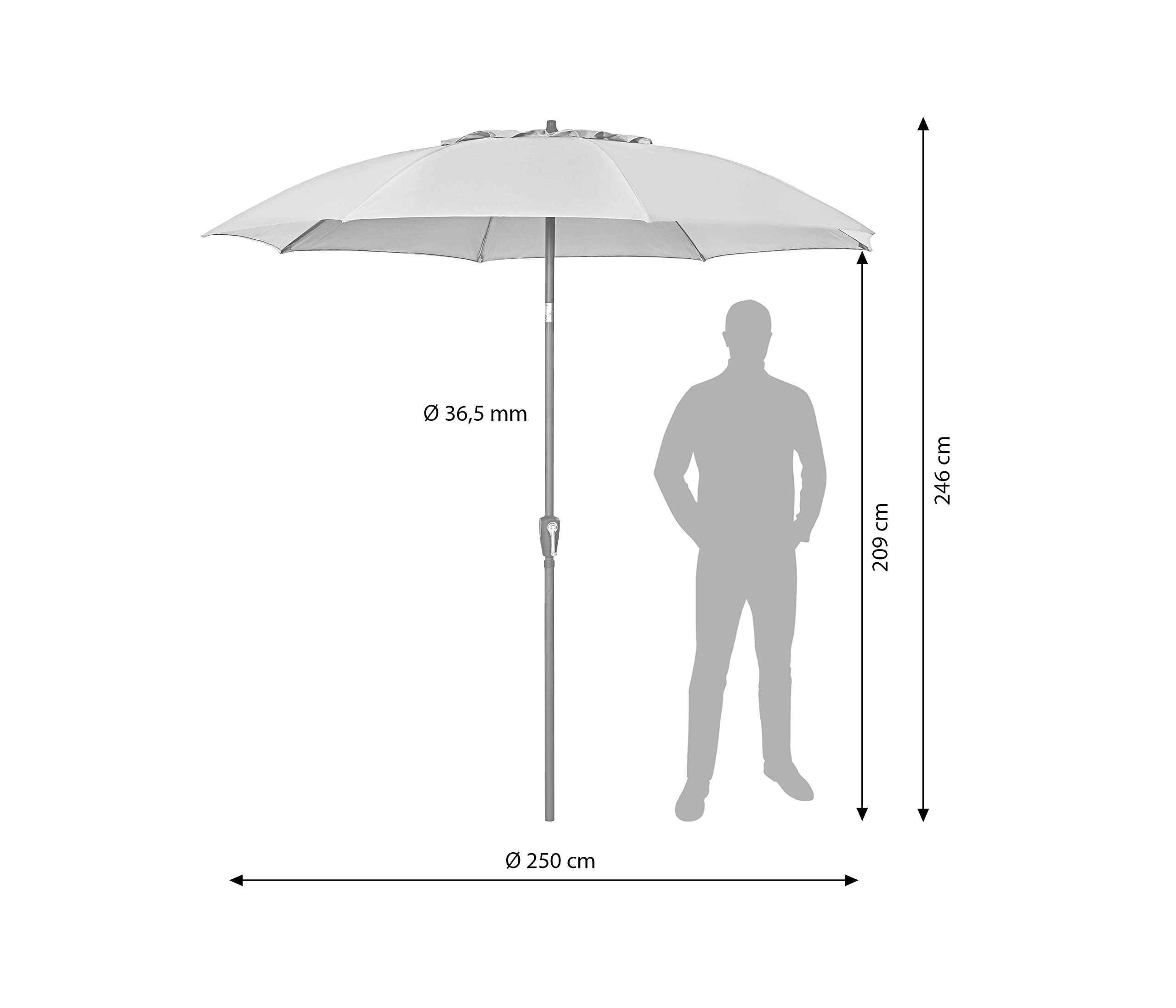Dehner Paros Sonnenschirm beige Ø250cm UV80+ Kurbel