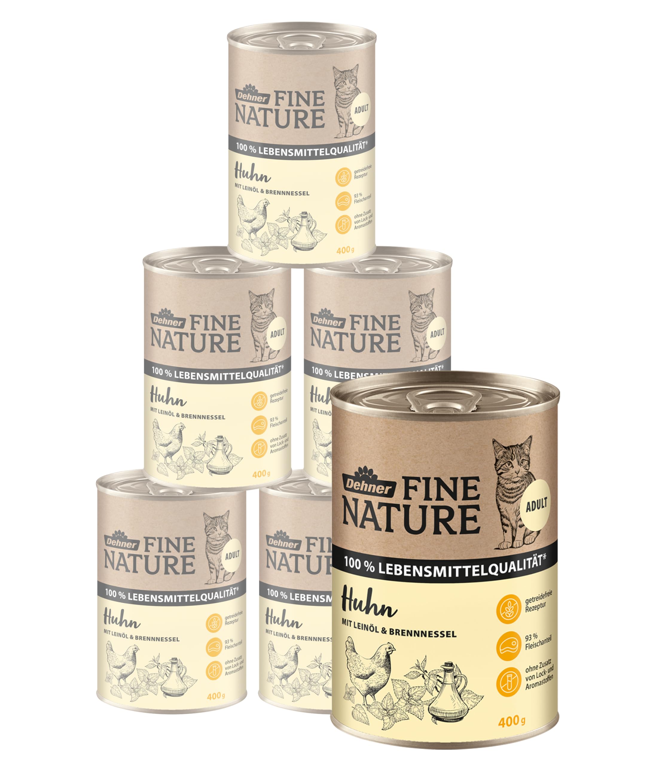 Dehner Fine Nature Adult Nassfutter Huhn 6x200g
