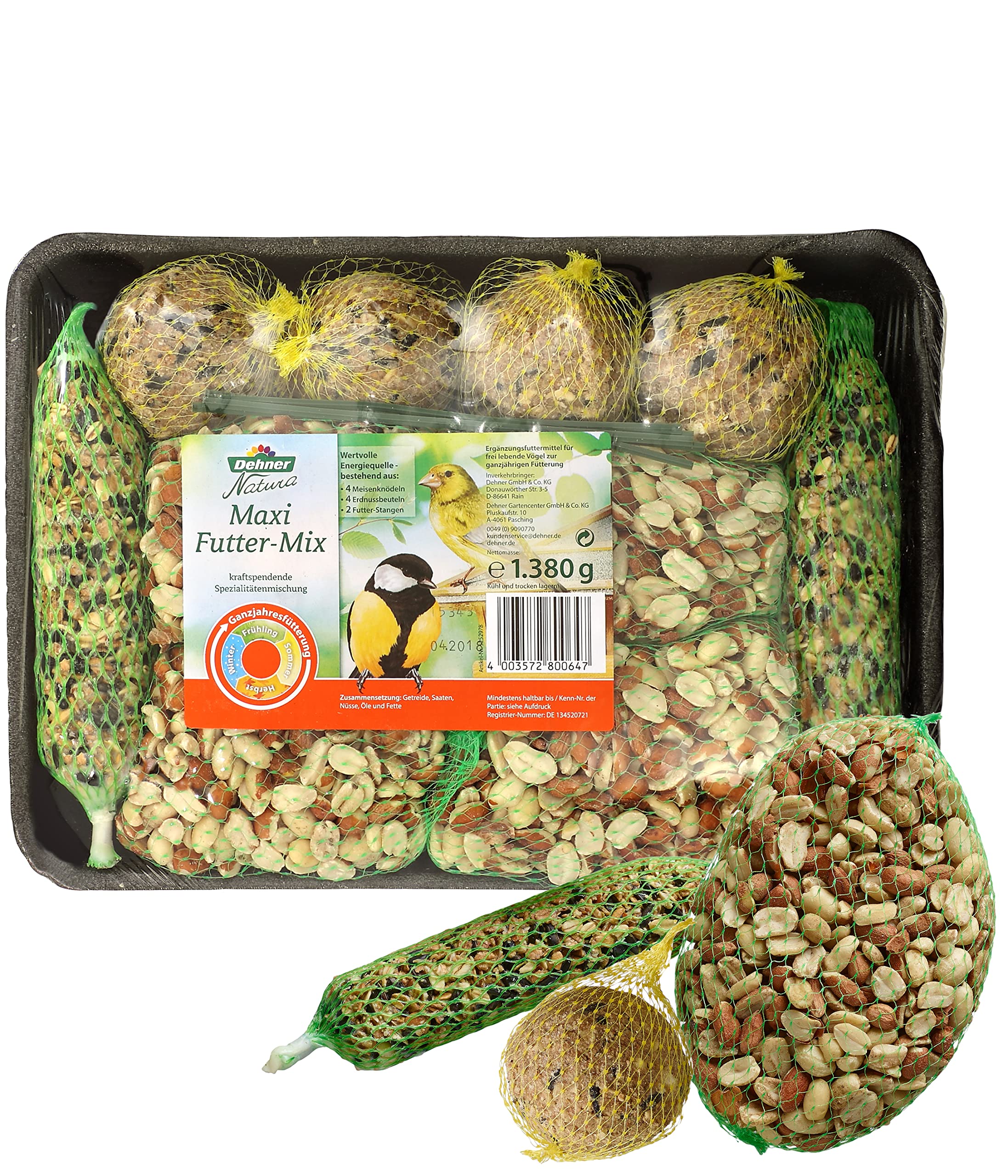 Dehner Natura Wildvogelfutter Snackmix 6-teilig energiereich