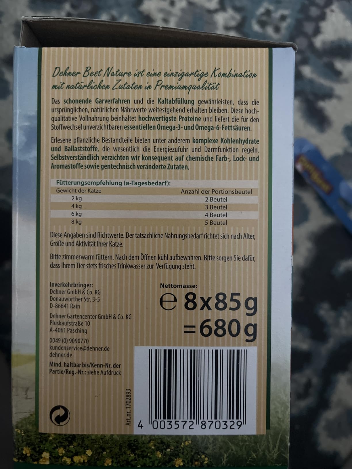 Dehner Best Nature Nassfutter Multipack 8x85 g 4 Sorten