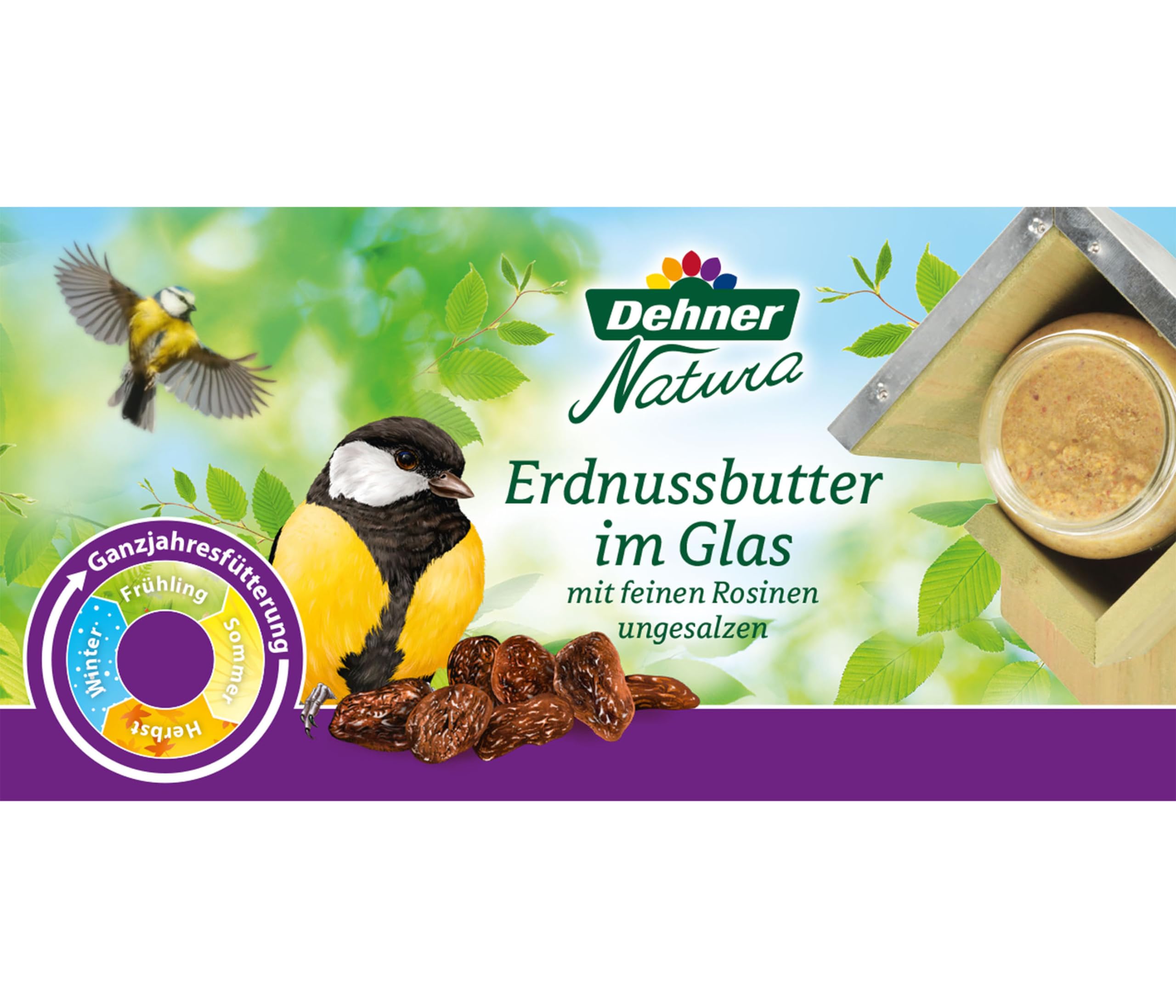 Dehner Natura Erdnussbutter Rosine Wildvogelfutter 340g energiereich