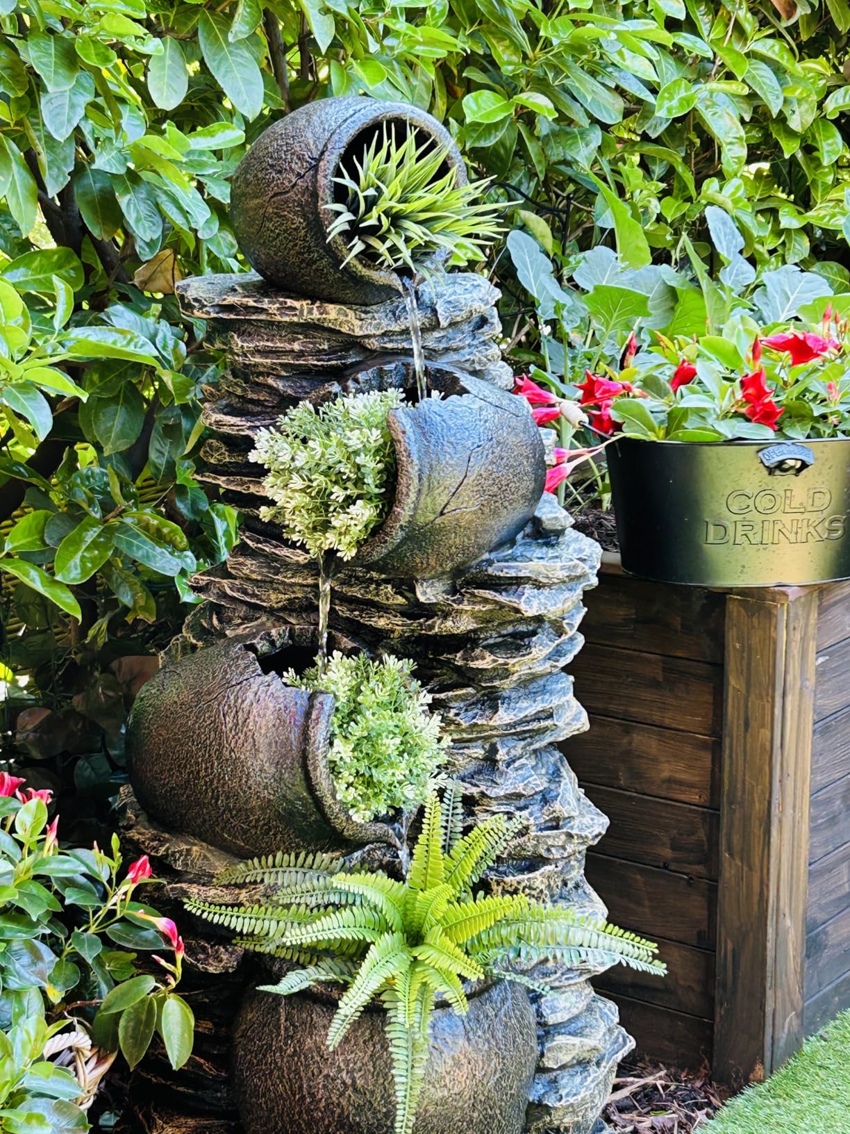Dehner Gartencenter Krüge Gartenbrunnen LED 118cm Polyresin