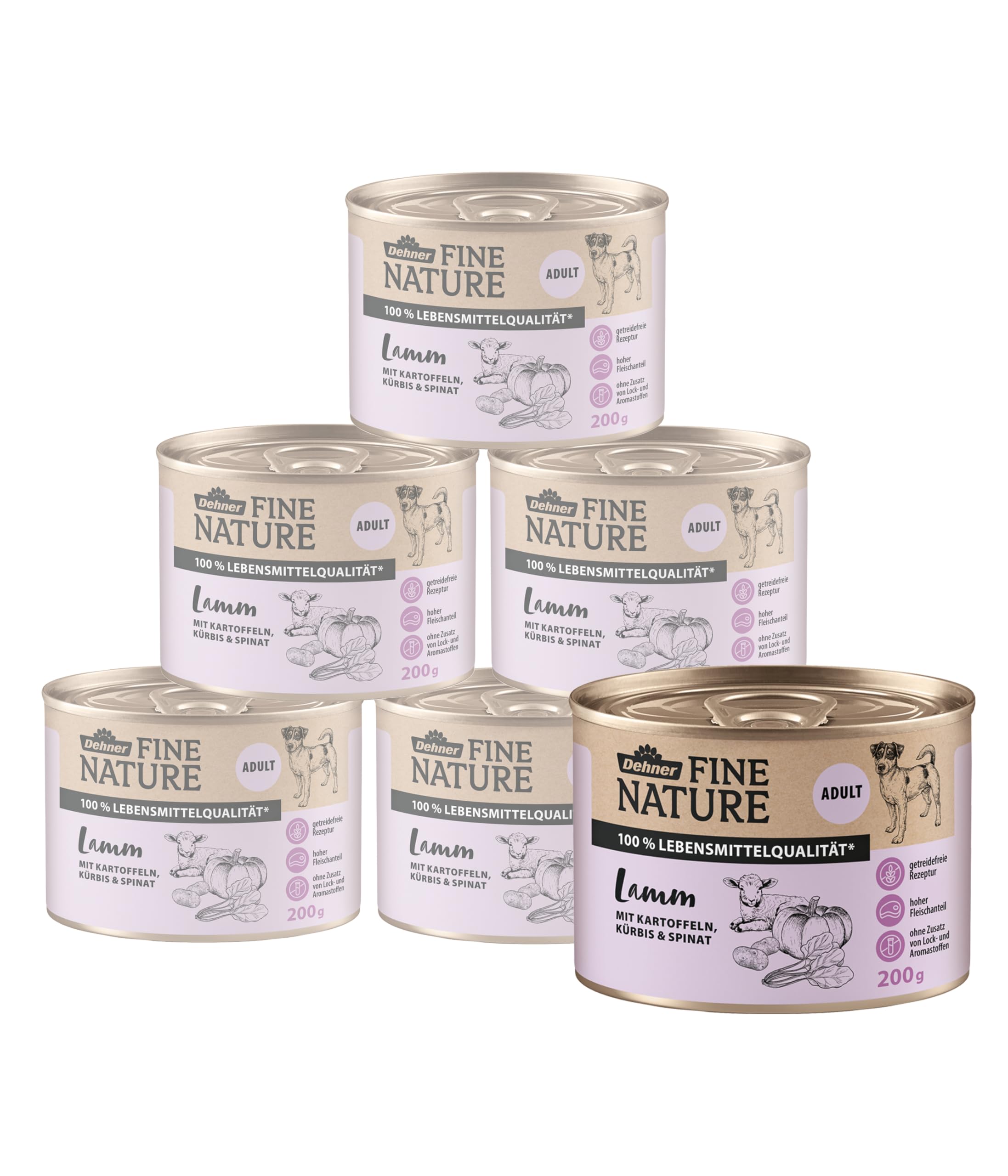 Dehner Fine Nature Lamm Hundefutter nass 6x400g getreidefrei