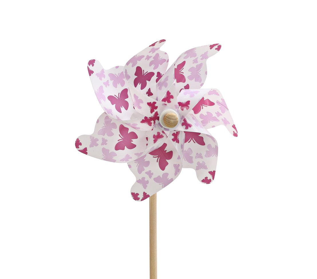 Dehner Premium Lovely Windrad Schmetterling 2er Set rosa-weiß 76 cm