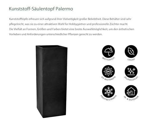 Dehner Palermo Säulentopf Kunststoff 80 cm anthrazit