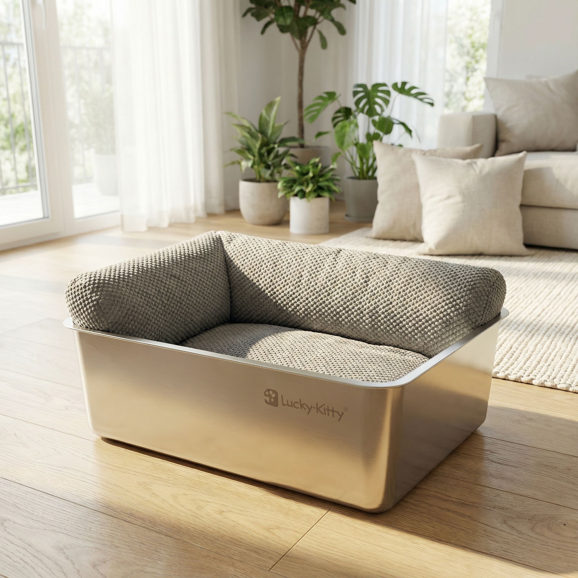 Lucky-Kitty Katzenlounge LUXE 2-in-1 Katzenbett Memory-Foam