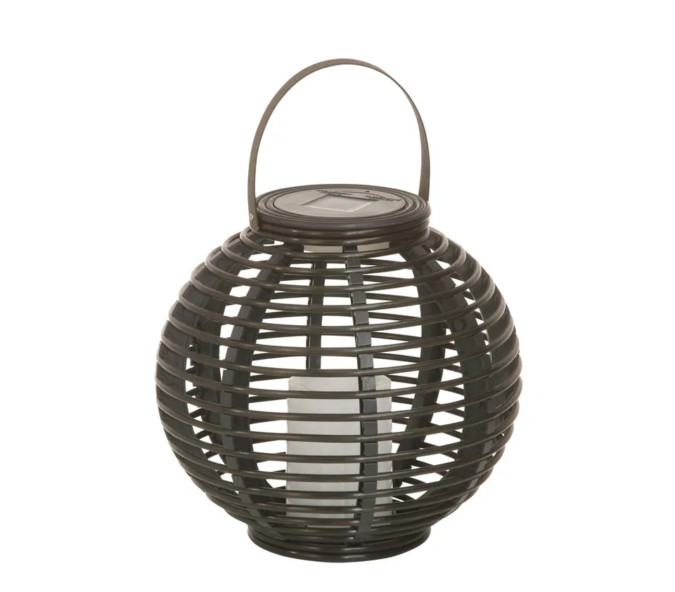 Dehner Solarlaterne Polyrattan 20 cm LED-Flackerkerze braun