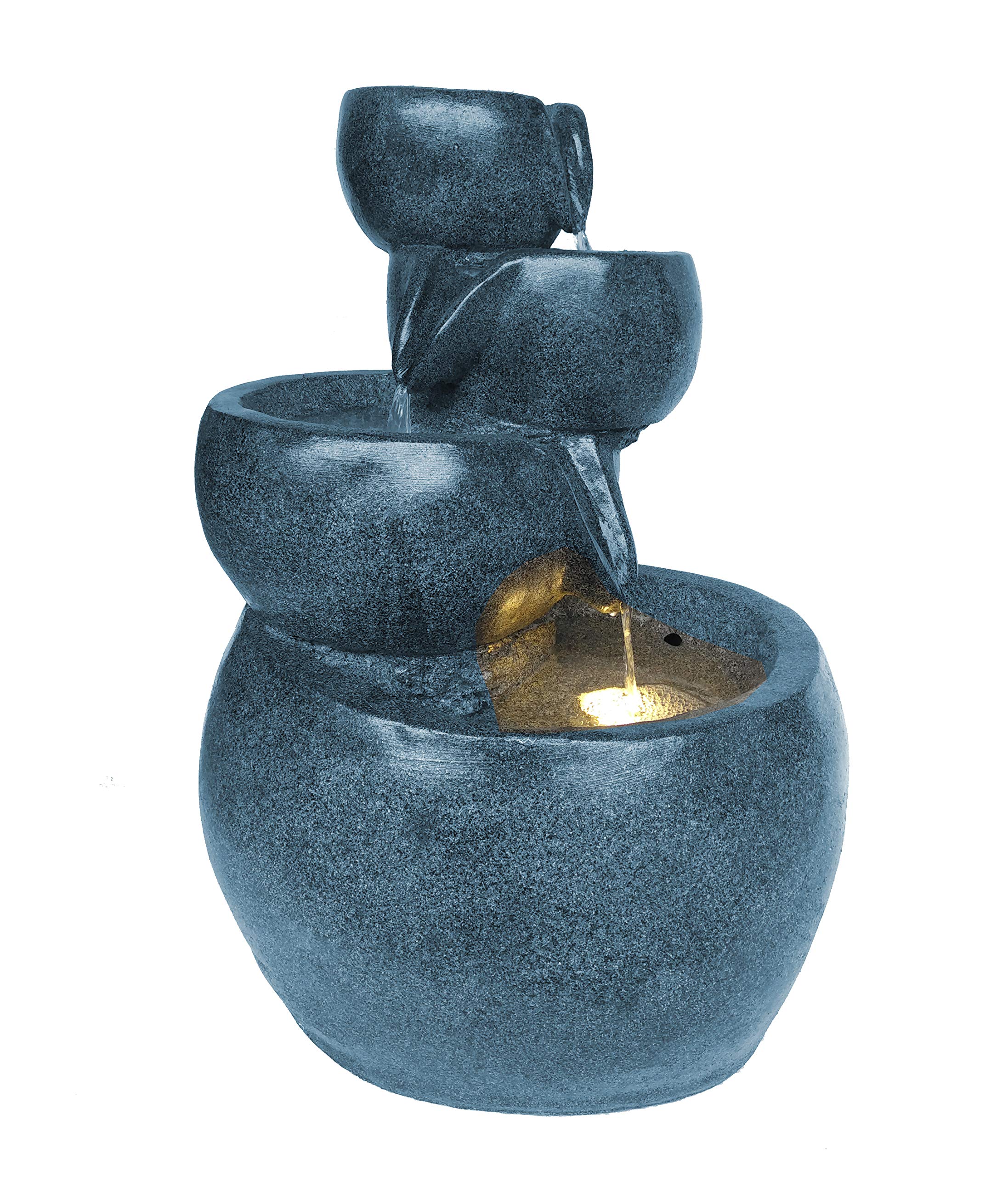 Dehner Bowl Gartenbrunnen LED Polyresin grau 66cm