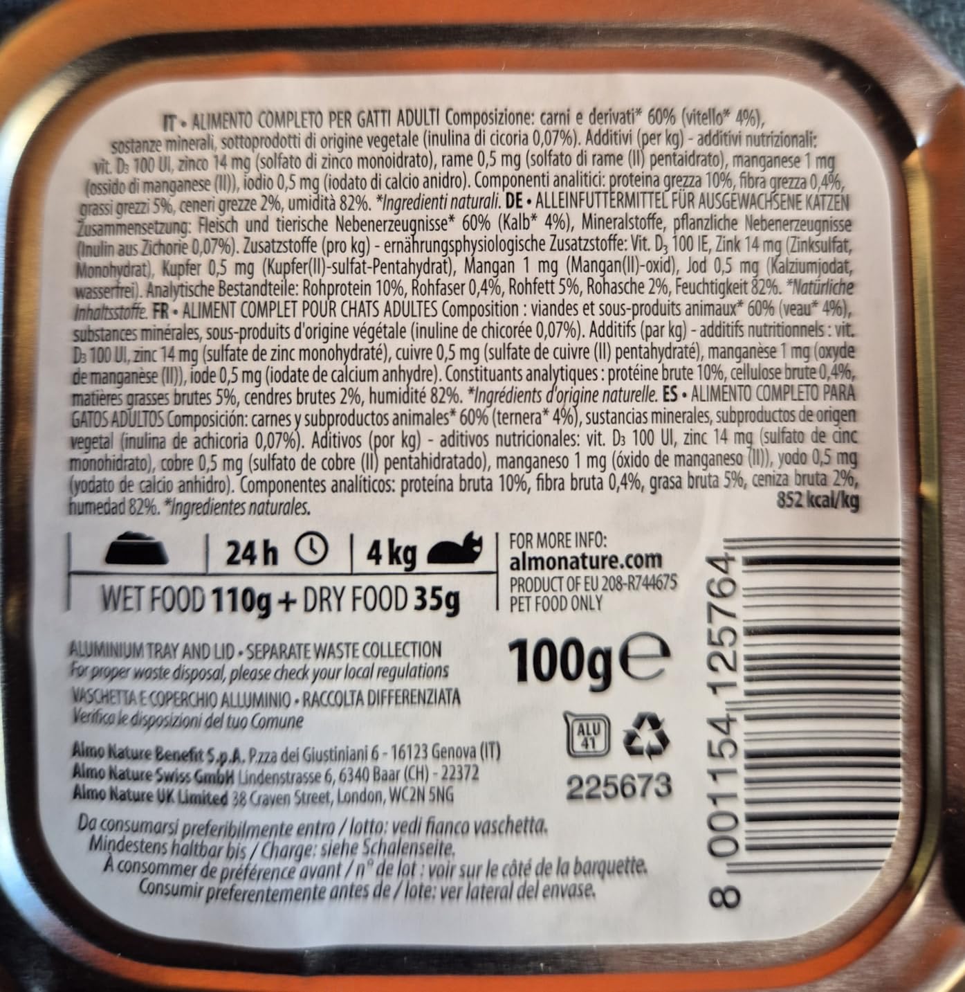 Almo Nature Daily Kalb Nassfutter 32x100g getreidefrei Paté