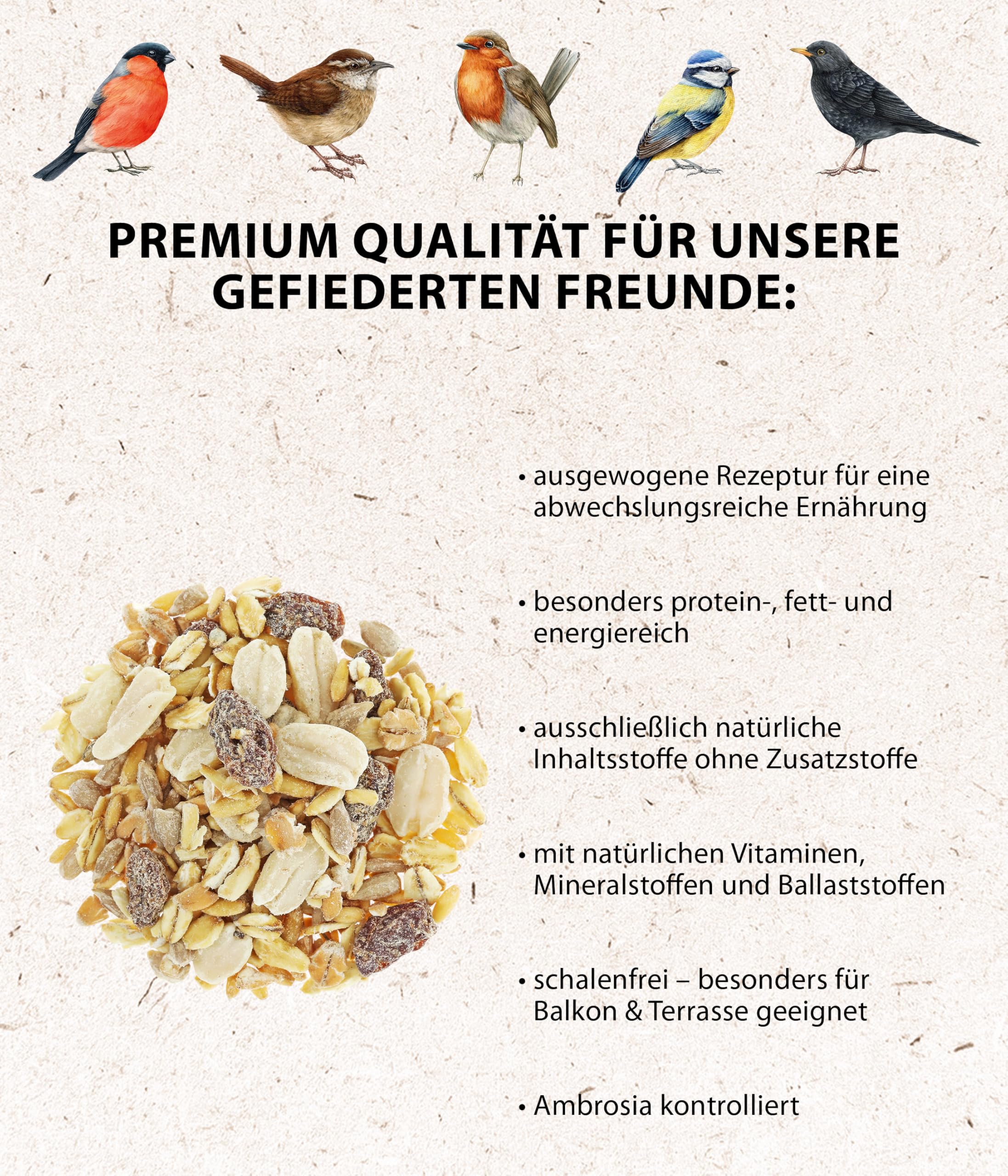 Dehner Natura Streufutter Wildvögel 3,6kg schalenfrei Erdnuss