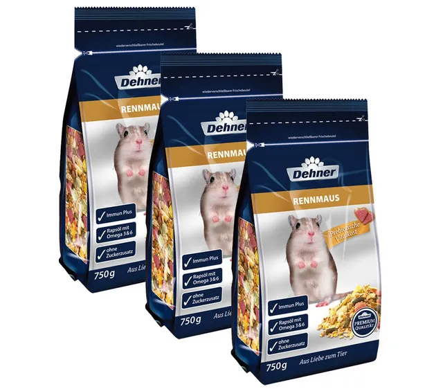 Dehner Premium Rennmausfutter 3x750g prebiotisch