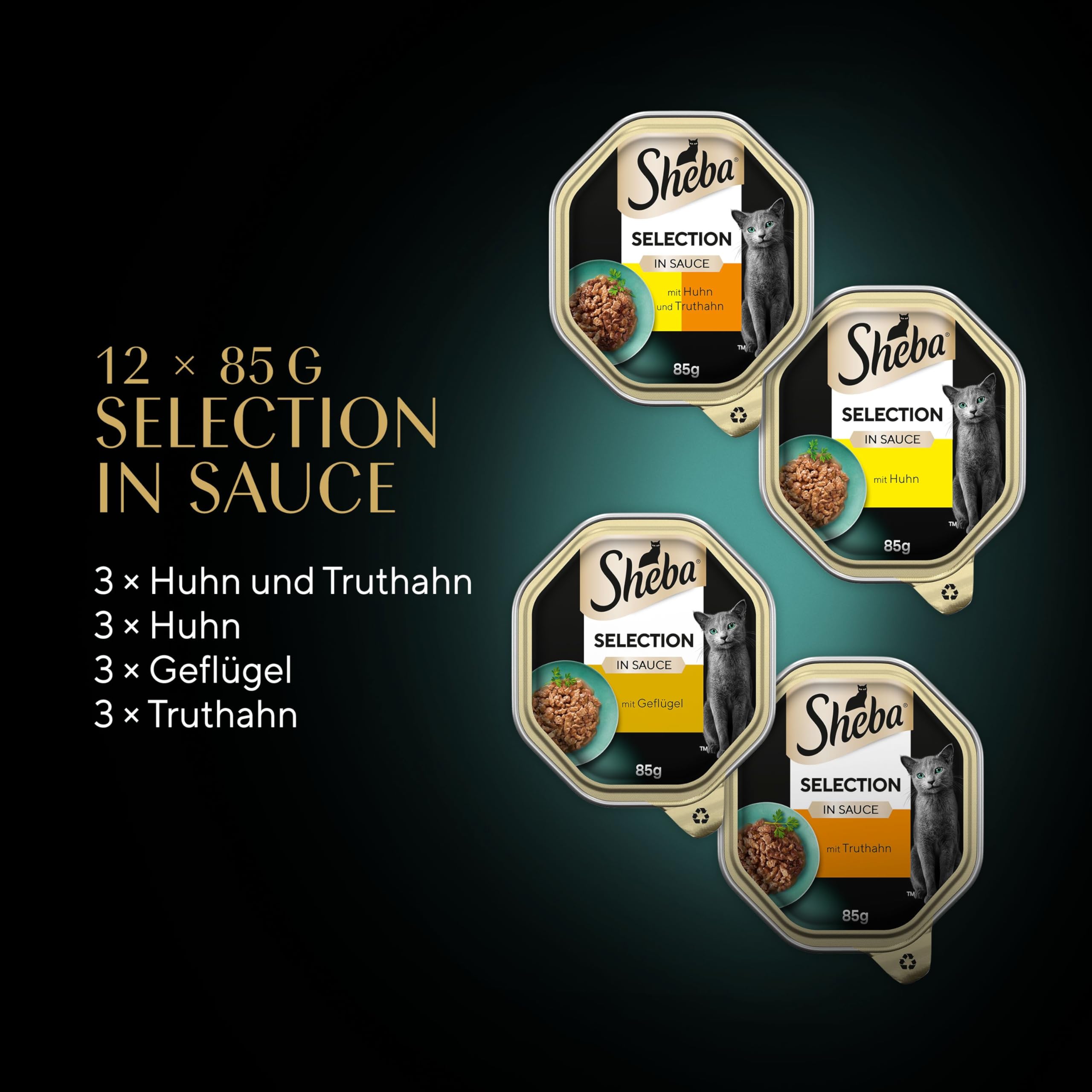 Sheba Selection Geflügel Katzennassfutter 72x85g Sauce
