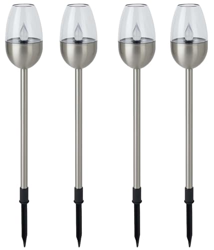Dehner Solarleuchte Flame 4er Set Edelstahl silber