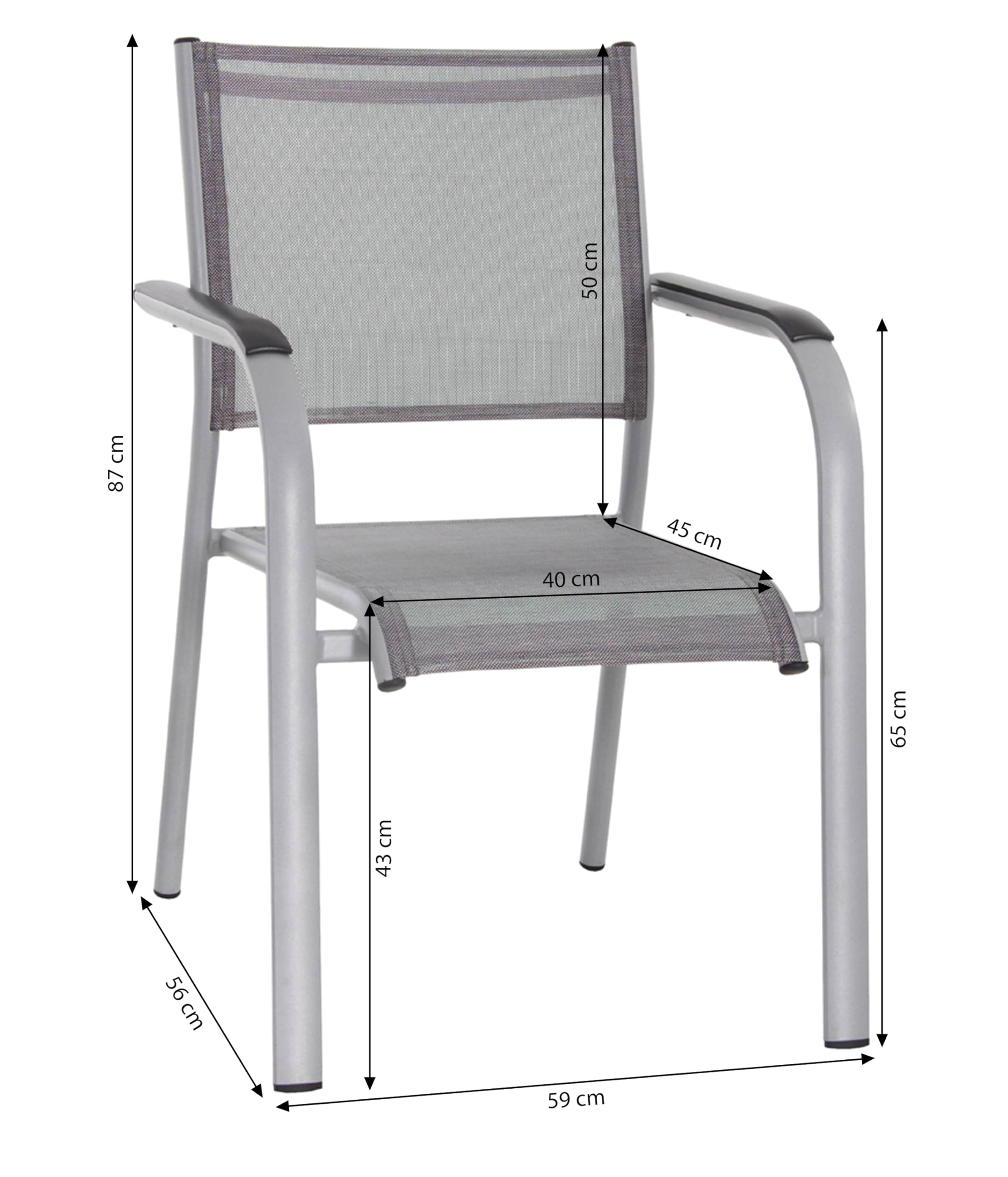 Dehner Dallas Stapelsessel 88x60x60 silber Alu