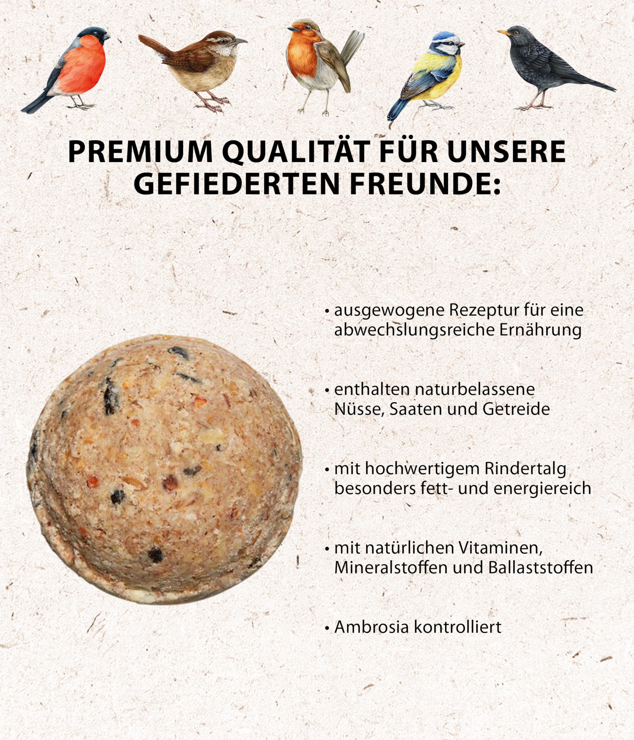 Dehner Natura Premium Wildvogel Futtersäule 4 Knödel fettreich