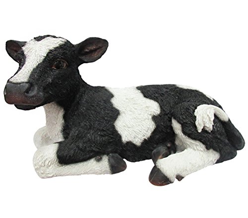 Dehner Premium Lovely Kuh liegend Dekofigur schwarz-weiß Polyresin