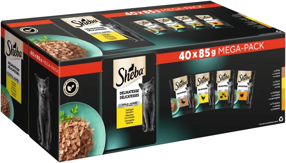 Sheba Delikatesse Gelee Nassfutter Geflügel 40x85g