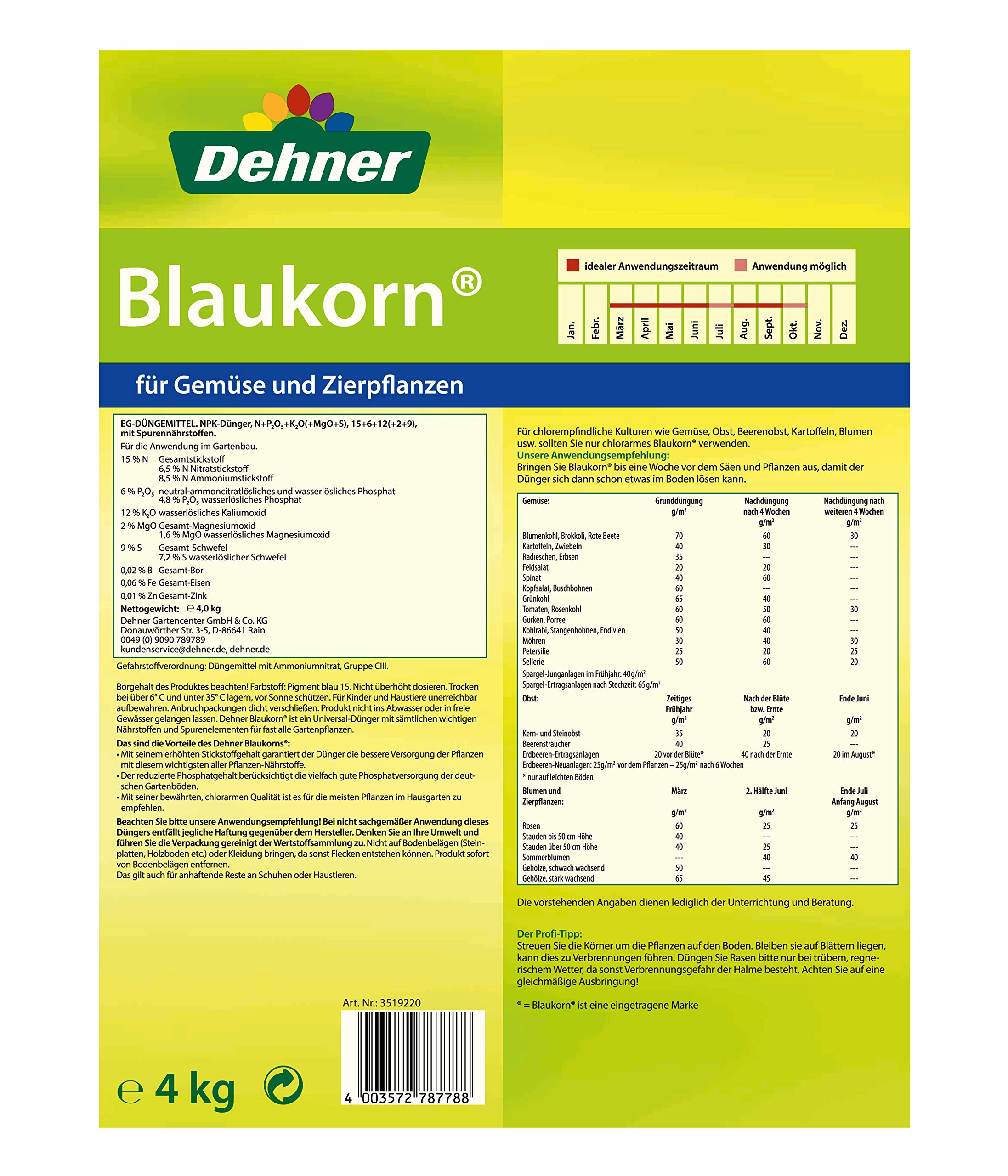 Dehner Premium Lovely Blaukorn Hornspäne Düngerset 6,5kg
