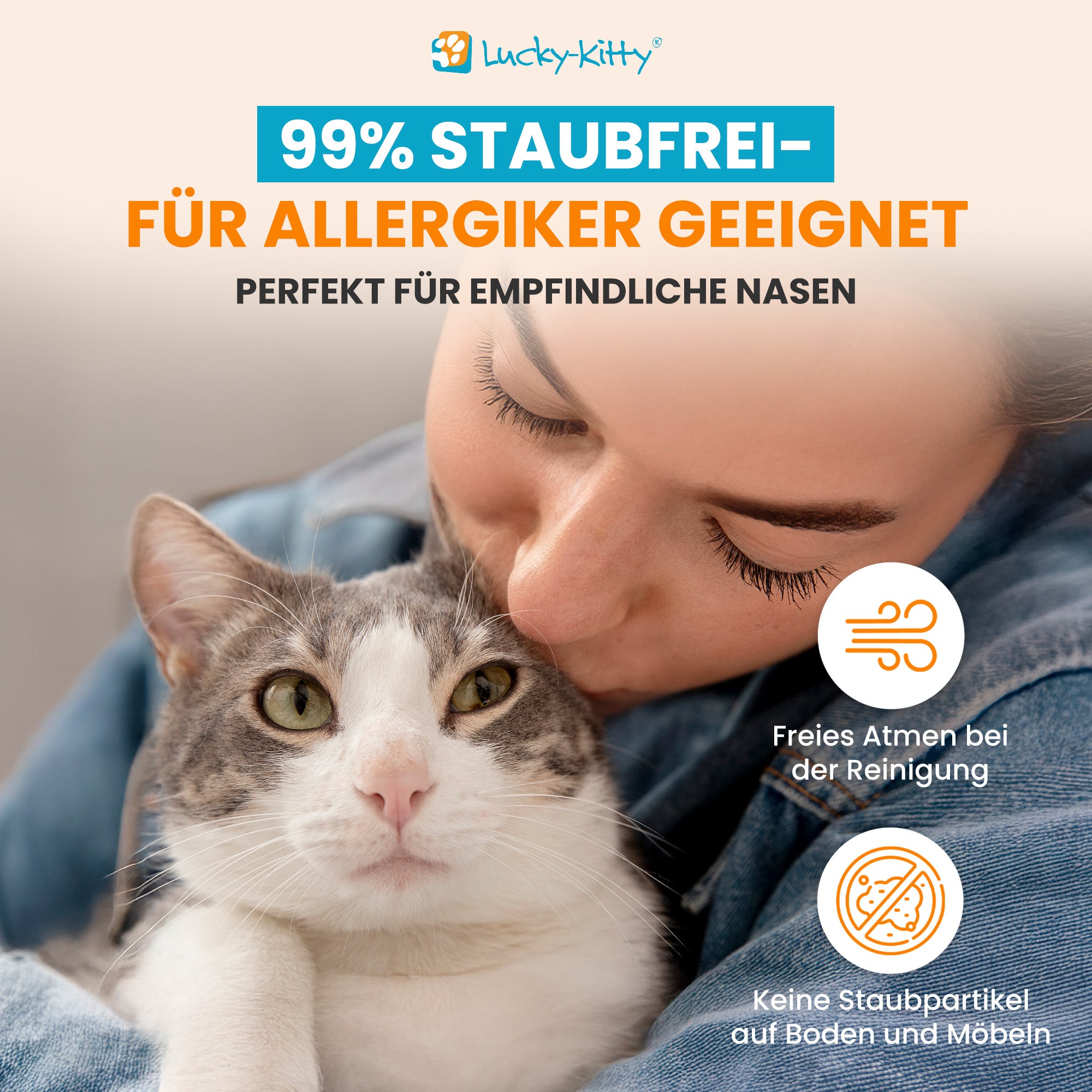 Lucky-Kitty Natur pur Katzenstreu Grüner Tee 6kg staubfrei